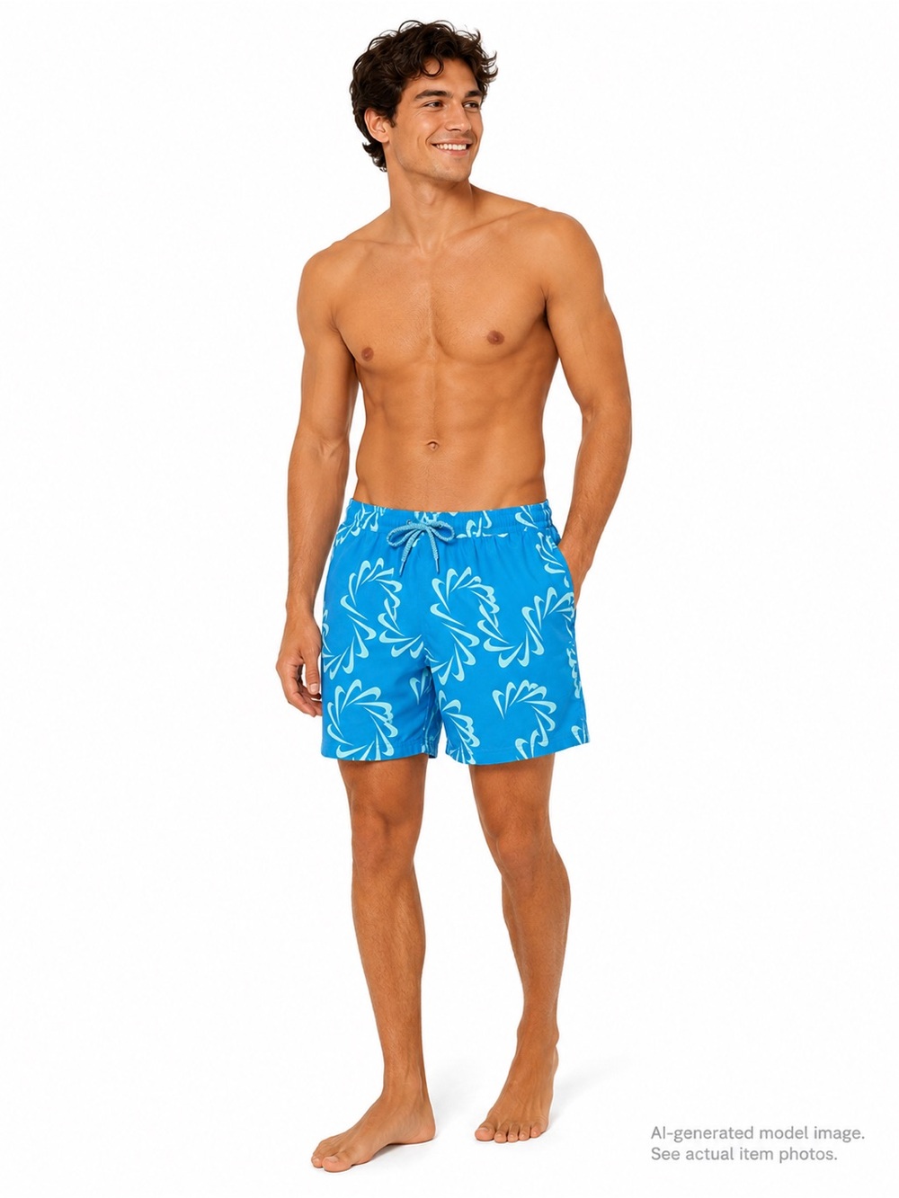 343. NWT Nike Swim Blue Logo Print Swim Trunks XL